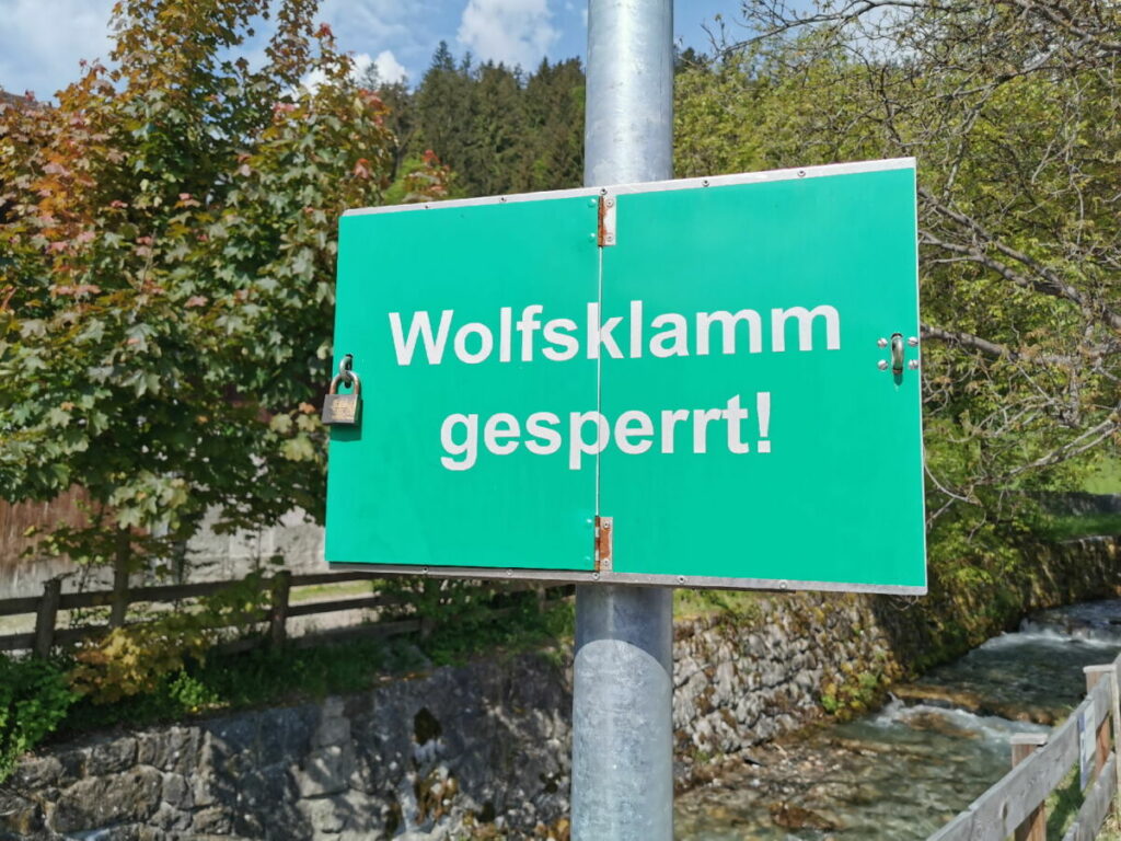 Die Wolfsklamm ist im Winter gesperrt!